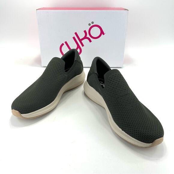 Ryka Fling Green Women Sneaker Size 12 Knit Casual Slip-On Anatomical Insole New - Picture 11 of 13